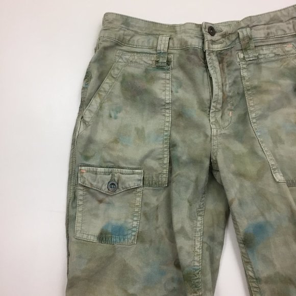 ANTHROPOLOGIE Green Multi-Color Tie Dye The Wanderer Linen Blend Pants - Picture 7 of 12